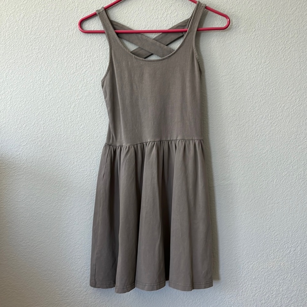 Frenchi size S gray-green sleeveless dress with cute crisscross straps i…